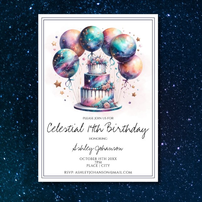 Celestial Mystical Cosmic Astrology Birthday  Invitation (Creator Uploaded)