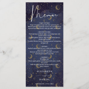 Celestial Mystical Elegant Script Wedding Dinner Menu