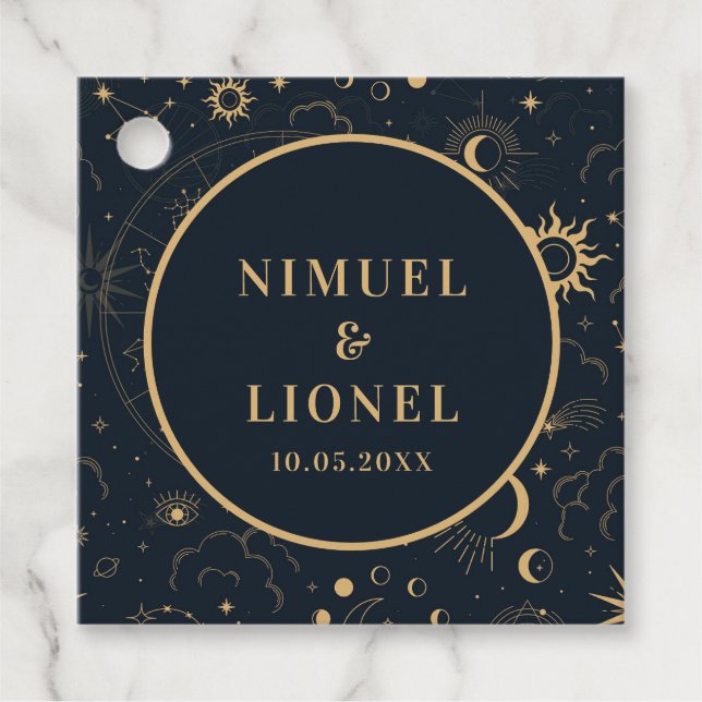 Celestial Mystical Elements Starsigns Favour Tags (Front)