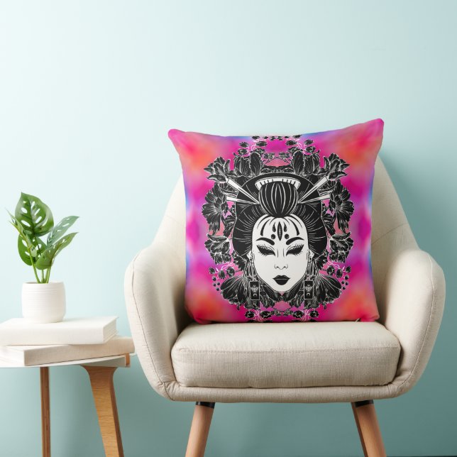 CELESTIAL MYSTICAL JAPANESE GEISHA SPIRIT THROW PILLOW (Chair)