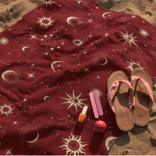 Celestial Mystical Seamless Pattern Beach Towel