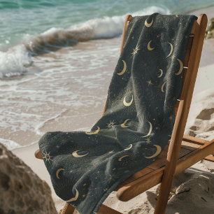 Celestial Mystical Seamless Pattern Beach Towel