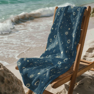 Celestial Mystical Seamless Pattern Beach Towel