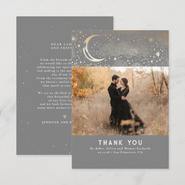 Celestial & Mystical Starry Night Thank You Photo (Front/Back)