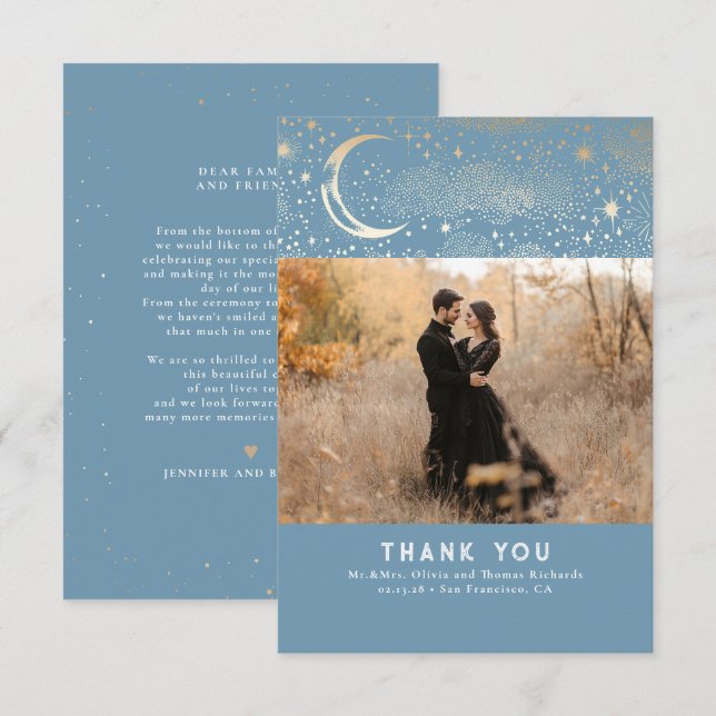 Celestial & Mystical Starry Night Thank You Photo Card (Front/Back)