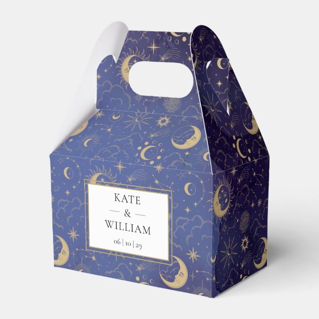 Celestial Mystical Stars And Moons Wedding Favor Box (Front Side)