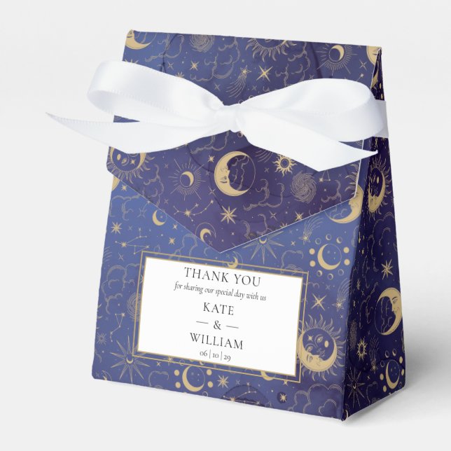 Celestial Mystical Stars And Moons Wedding Favor Box (Front Side)