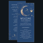 Celestial Navy Blue and Gold Wedding Programs<br><div class="desc">Celestial navy blue wedding programs with the ceremony and wedding party information for guests</div>