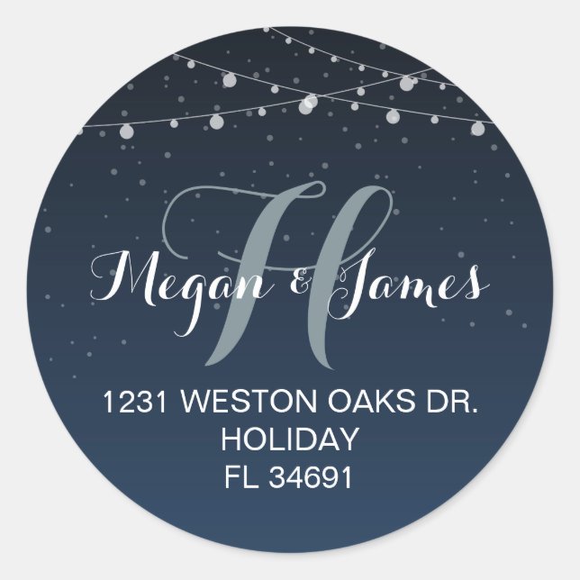 Celestial Navy Blue Starry Night Address Label (Front)