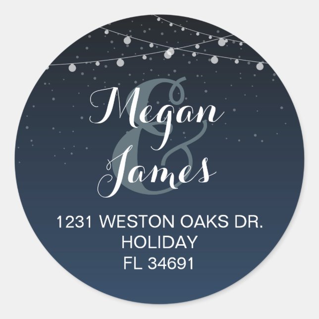 Celestial Navy Blue Starry Night Address Label (Front)