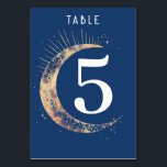 Celestial Navy Blue Wedding Table Number Card<br><div class="desc">Mystical celestial navy blue and gold wedding table number card</div>