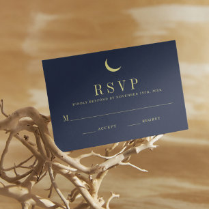 Celestial Navy Crescent Moon Minimal Response Card