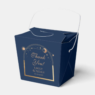 Celestial Navy Gold Sun Moon Wedding Thank You Favor Box