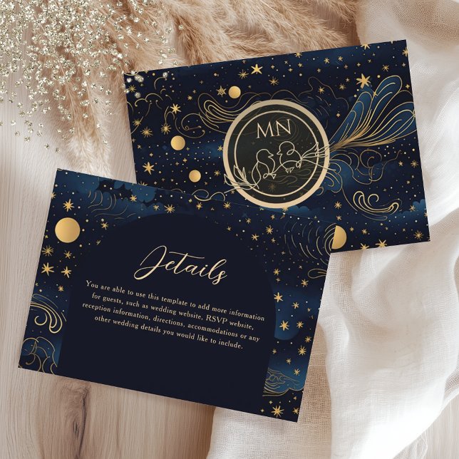 Celestial Navy Gold Wedding Details Enclosure Card (Creator Uploaded)