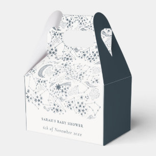 Celestial Navy Starry Night Moon Baby Shower Favor Box