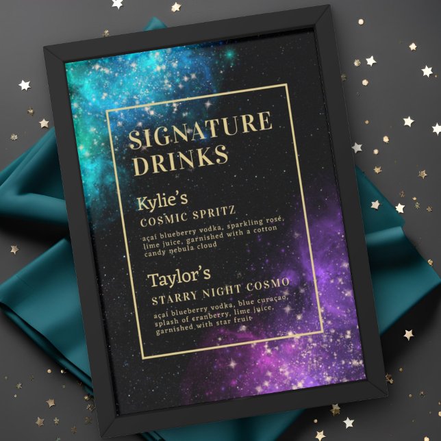 Celestial Nebula Starry Signature Drinks Wedding Poster (Creator Uploaded)