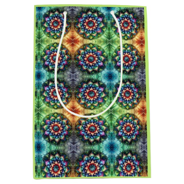 Celestial Neon Mandala Retro-Modern Medium Gift Bag (Front)