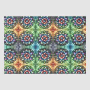 Celestial Neon Mandala Retro-Modern Tissue Paper