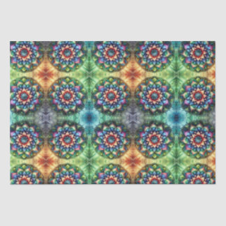 Celestial Neon Mandala Retro-Modern Tissue Paper