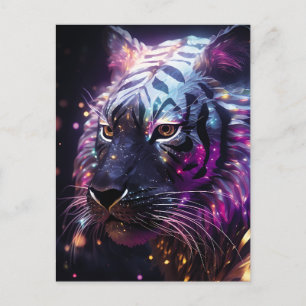 Celestial Neon Tiger – Futuristic Glowing Big Cat  Postcard
