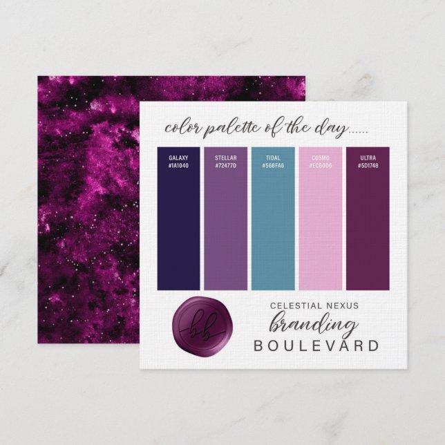 Celestial Nexus - Galaxy Themed Colour Palette Car Invitation (Front/Back)