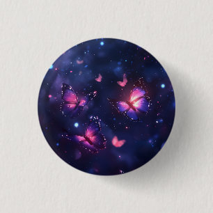 Celestial Night Butterfly Garden 1 Inch Round Button
