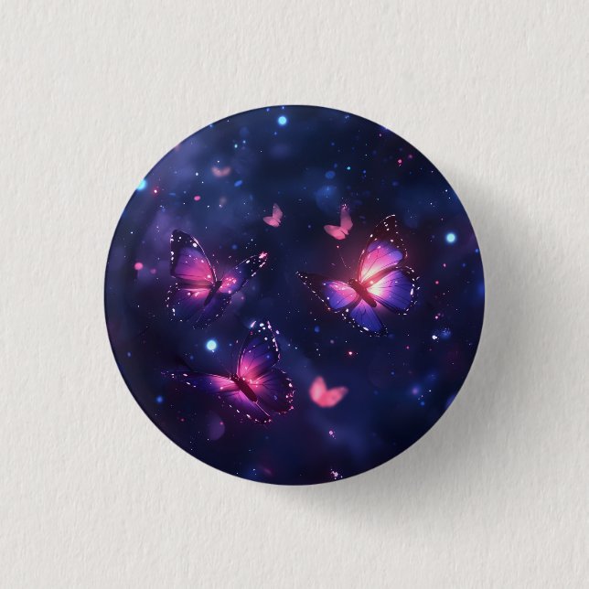 Celestial Night Butterfly Garden 1 Inch Round Button (Front)