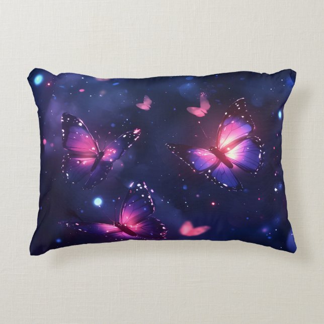 Celestial Night Butterfly Garden Accent Pillow (Front)