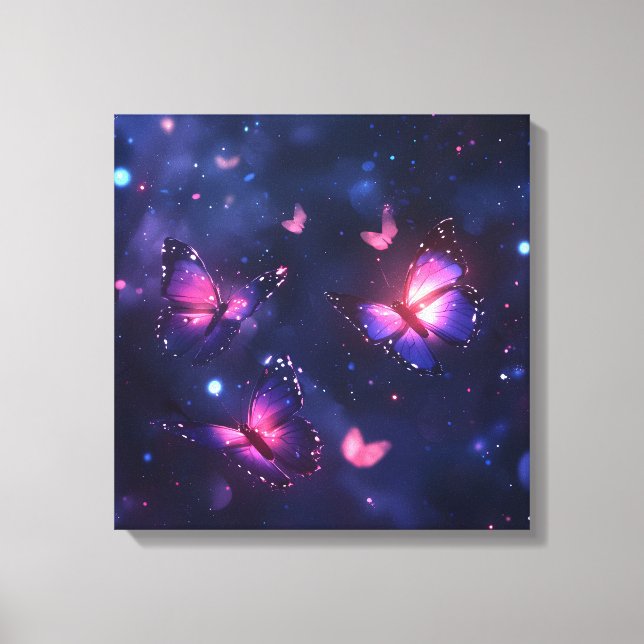 Celestial Night Butterfly Garden Canvas Print (Front)