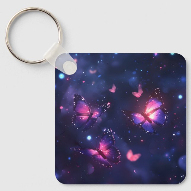 Celestial Night Butterfly Garden Keychain (Front)