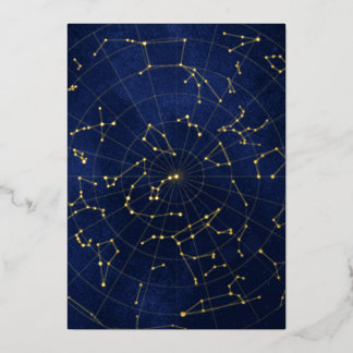 Celestial Night Sky Foil Invitation - Back Card
