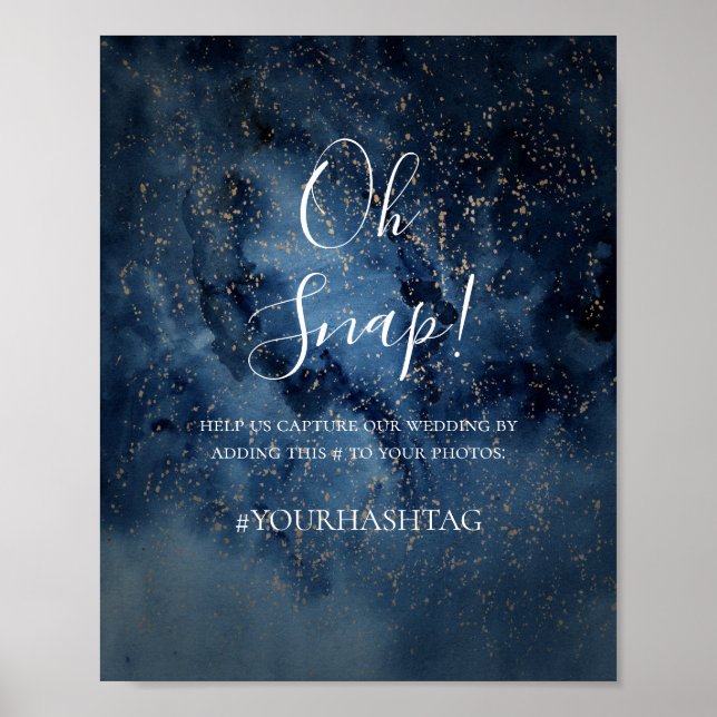 Celestial Night Sky | Gold Oh Snap Hashtag Sign (Front)