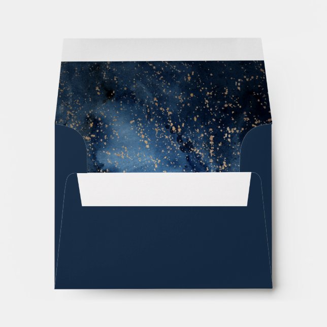 Celestial Night Sky | Gold Self Addressed RSVP Envelope (Back (Bottom))