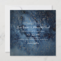 Celestial Night Sky | Gold Square Wedding