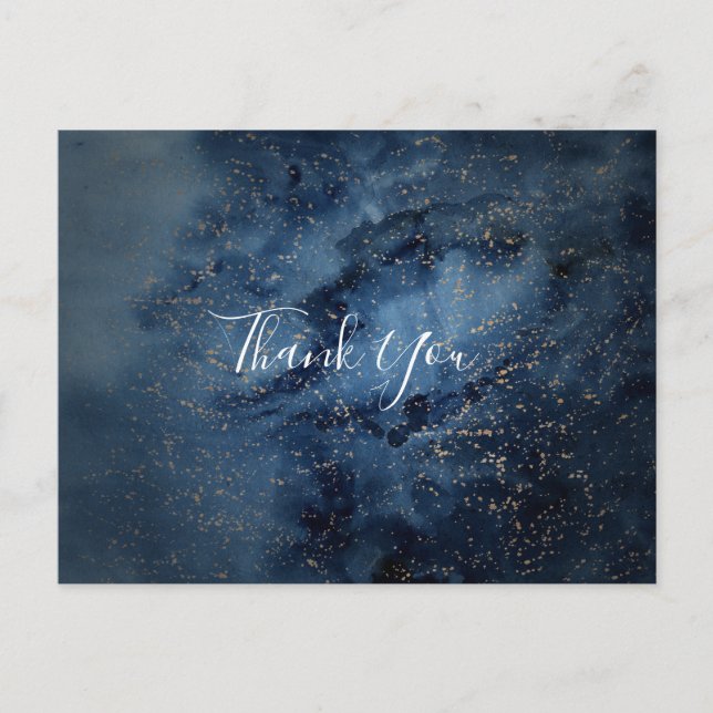 Celestial Night Sky | Gold Thank You Postcard (Front)