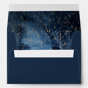 Celestial Night Sky   Gold Wedding Invitation Envelope