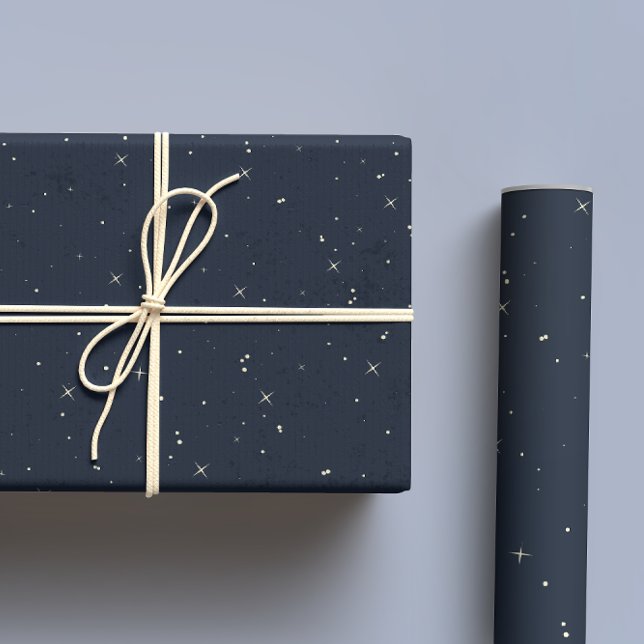 Celestial Night Sky Navy Blue Wrapping Paper Sheet (Creator Uploaded)