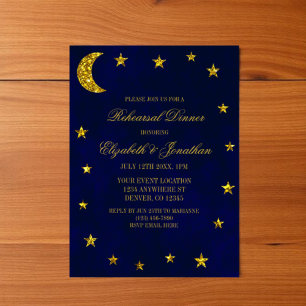 Celestial Night Sky Rehearsal Dinner Invitation