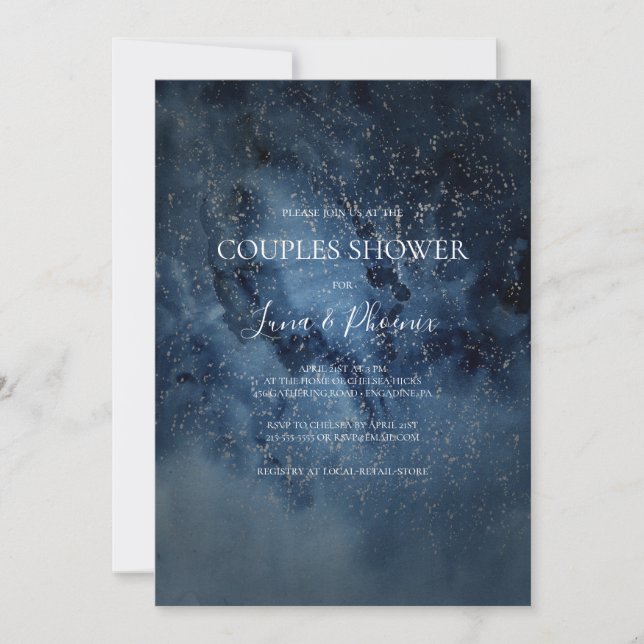 Celestial Night Sky | Silver Couples Shower Invitation (Front)