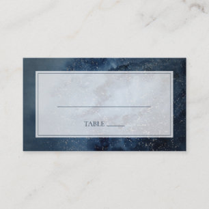 Celestial Night Sky   Silver Flat Wedding Place Card