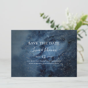 Celestial Night Sky   Silver Horizontal Save The Date