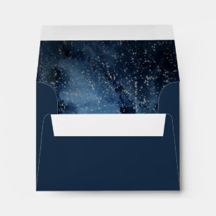 Celestial Night Sky   Silver Self Addressed RSVP Envelope