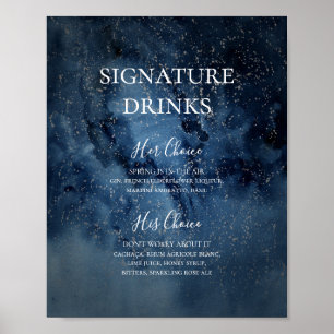 Celestial Night Sky   Silver Signature Drinks Sign