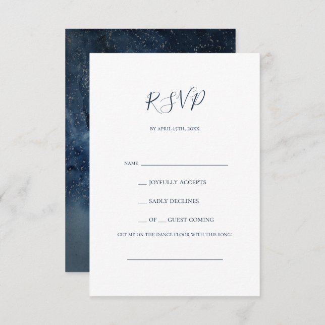 Celestial Night Sky Silver Song Request RSVP Card (Front/Back)