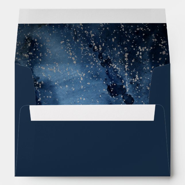 Celestial Night Sky | Silver Wedding Invitation Envelope (Back (Bottom))