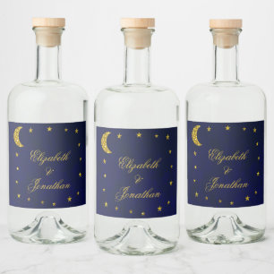 Celestial Night Sky Wedding Liquor Bottle Label