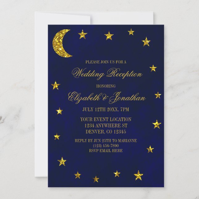 Celestial Night Sky Wedding Reception Invitation (Front)