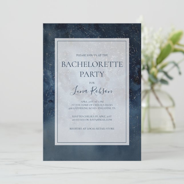 Celestial Night Sky With Frame Bachelorette Party Invitation (Standing Front)