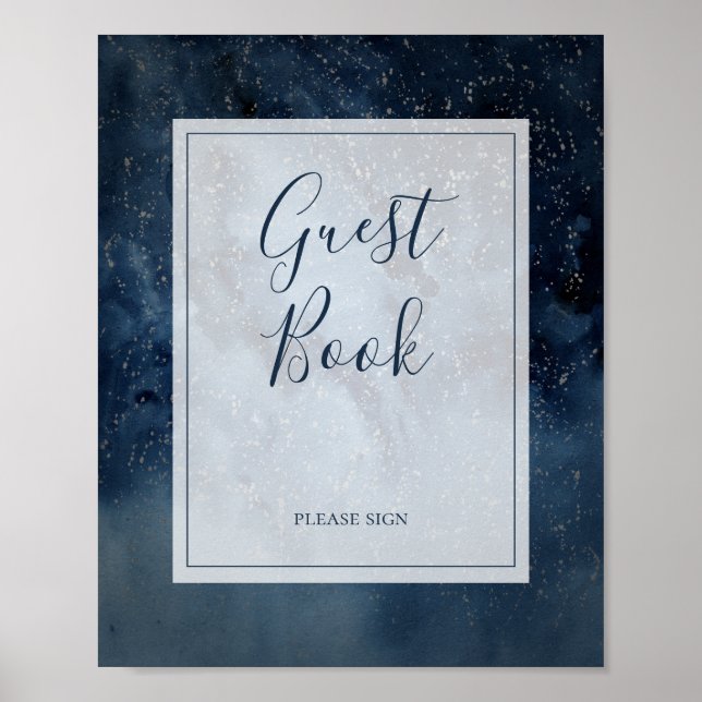 Celestial Night Sky With Frame Guest Book Sign (Front)