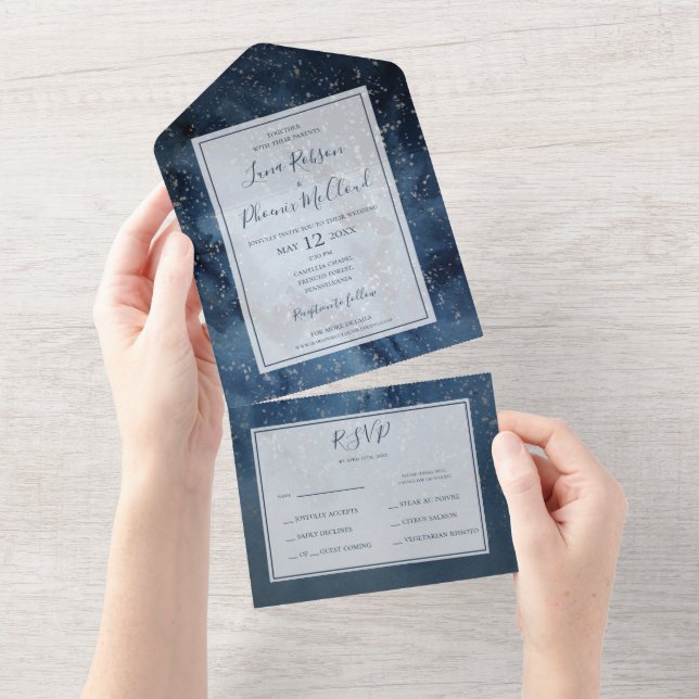 Celestial Night Sky With Frame Seal And Send All In One Invitation (Tearaway)